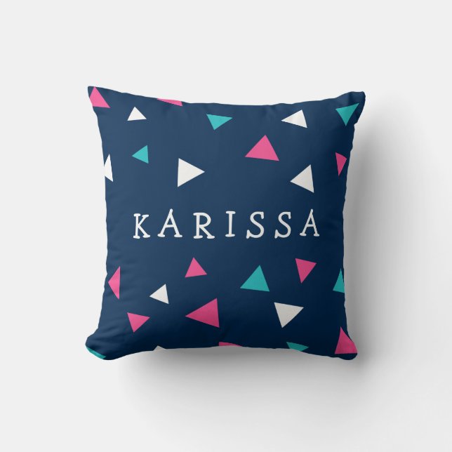 Personalized Triangle Confetti Throw Pillow (Front)