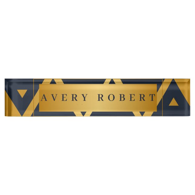 Personalized Triangle Geometric pattern Desk Name Plate (Front)