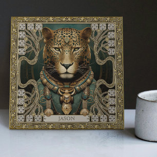 Personalized Tribal Jaguar Spirit Altarpiece Ceramic Tile