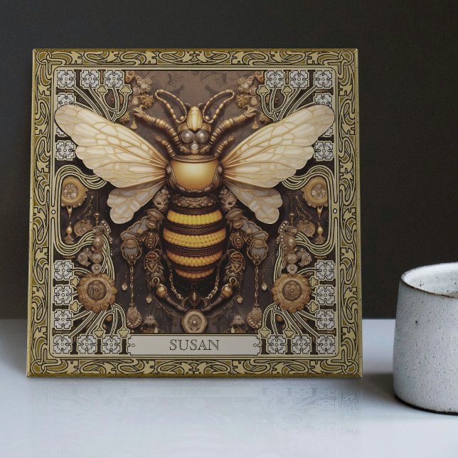 Personalized Tribal Jewel Bee Spirit Animal Ceramic Tile (Creator Uploaded)