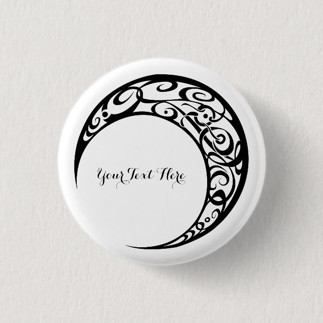 Personalized Tribal Moon Symbol Button (Front)