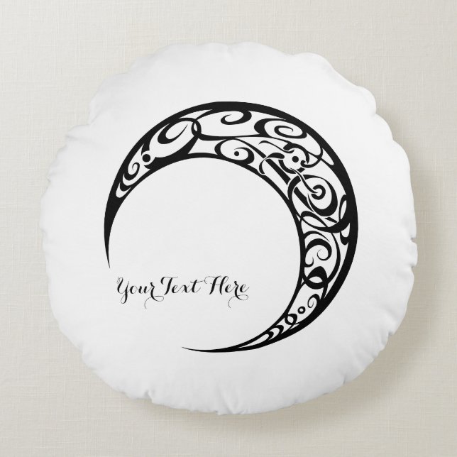 Personalized Tribal Moon Symbol Round Pillow (Front)