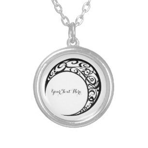 Personalized Tribal Moon Symbol Silver Plated Necklace
