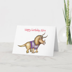 Personalized Triceratops birthday card
