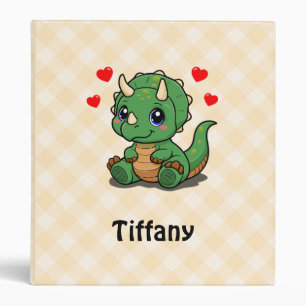 Personalized Triceratops Dinosaur School Binder