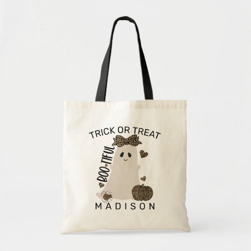 Personalized Trick Or Treat Cute Ghost Tote Bag