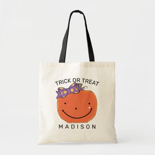 Personalized Trick Or Treat Cute Pumpkin Tote Bag