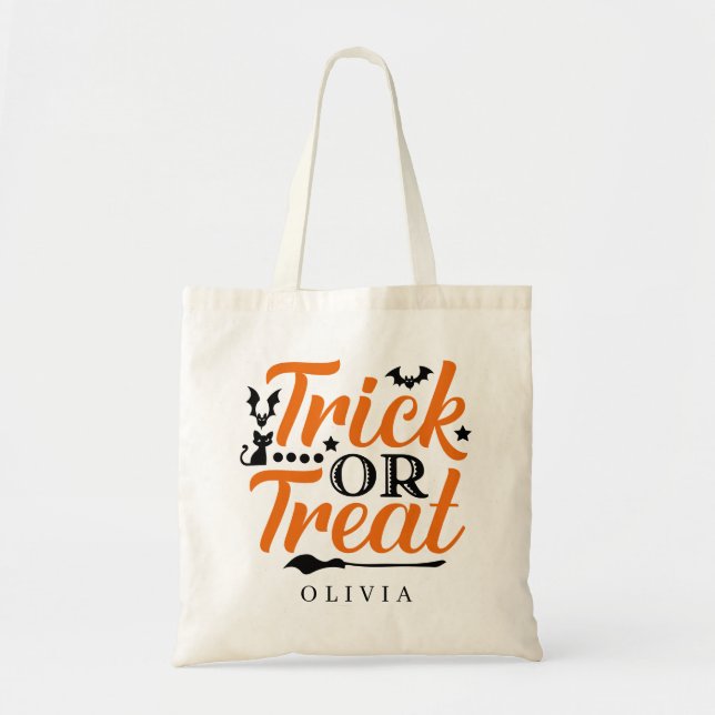 Personalized Trick Or Treat Halloween Candy Bag (Front)