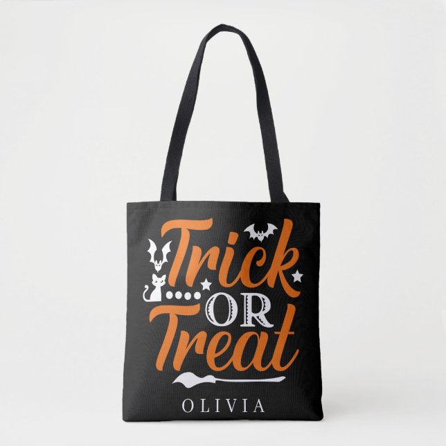 Personalized Trick Or Treat Halloween Candy Bag (Front)