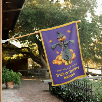 Personalized Trick or Treat Welcome Family Flag