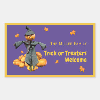 Personalized Trick or Treaters Welcome Halloween Rectangular Sticker