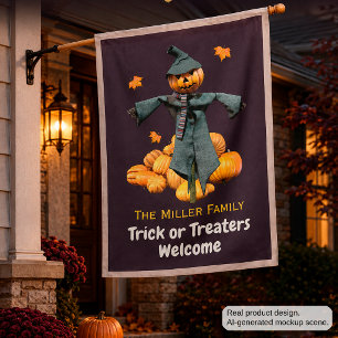 Personalized Trick or Treaters Welcome House Flag