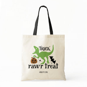 Personalized Trick Rawr Treat Dinosaur Halloween Tote Bag