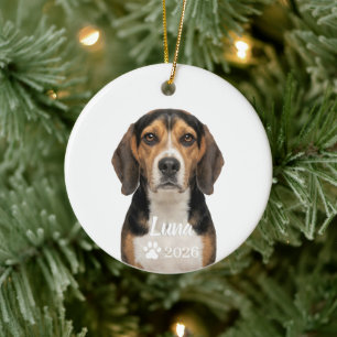 Personalized Tricolor Beagle Dog Photo Ornament