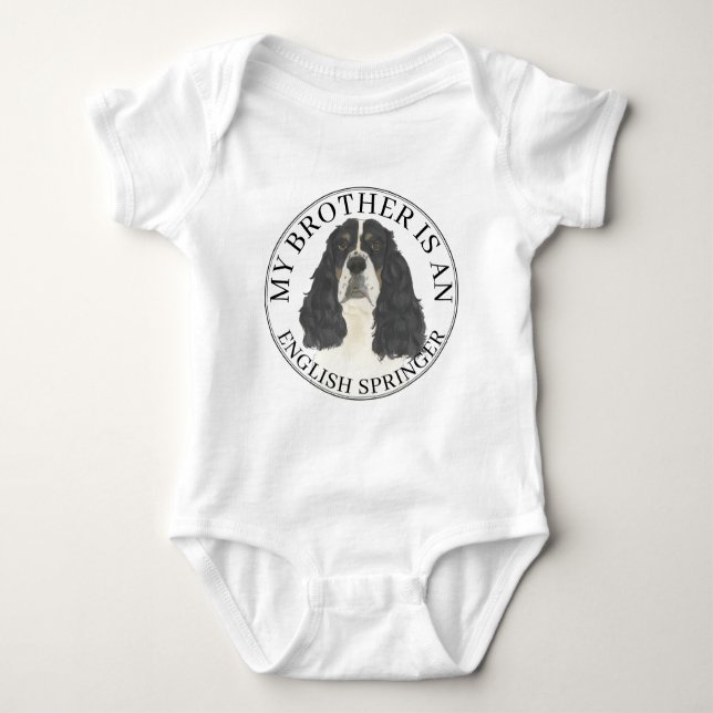 Personalized Tricolor English Springer Spaniel Baby Bodysuit (Front)