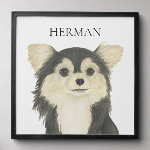 Personalized Tricolor Long Haired Chihuahua Peel And Stick Photo Tile
