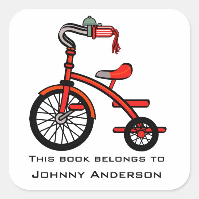 Personalized Tricycle Bookplate Sticker (Front)