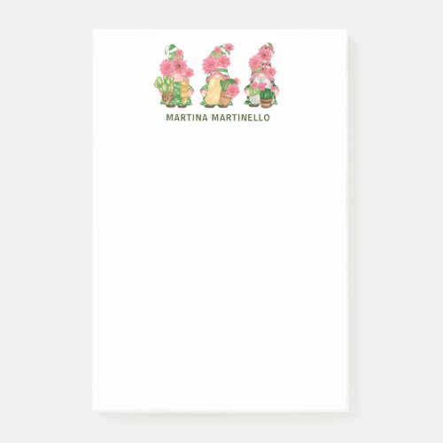 Personalized Trio of Cactus Gnomes Post_it Notes