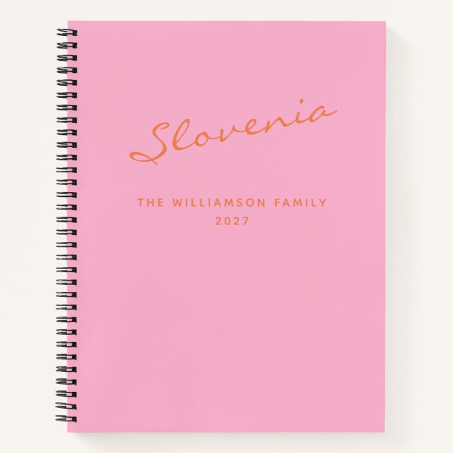 Personalized Trip Pink Orange Travel Journal  (Front)