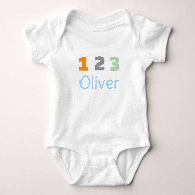 Personalized Triplets Outfit, Custom 1 2 3  Baby Bodysuit (Front)