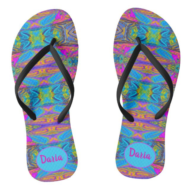 Personalized Trippy Geometric Pattern Flip Flops (Footbed)