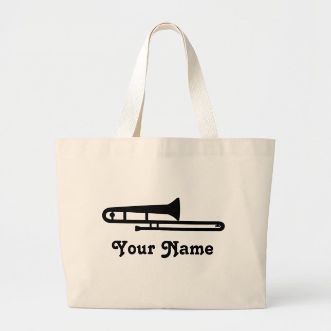 Personalized Trombone Music Gift Large Tote Bag (Front)