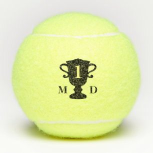 Personalized trophy cup custom monogram set of tennis balls