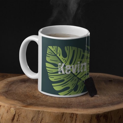 Personalized Tropical Amazon Leaves Coffee Mug