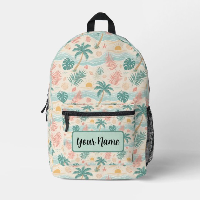 Personalized Tropical Beach Backpack (Front)
