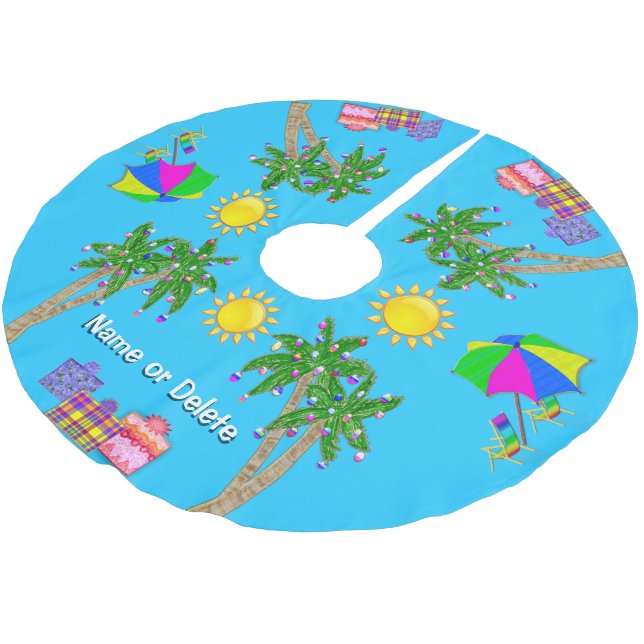 Personalized Tropical Beach Christmas Tree Skirt (Angled)