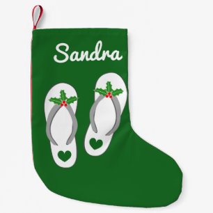 Personalized tropical beach flip flop slippers small christmas stocking