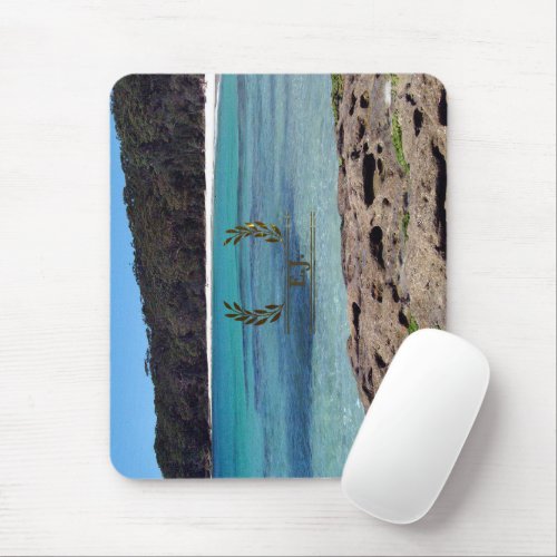 Personalized Tropical Beach Monogram Pad Mouse Pad