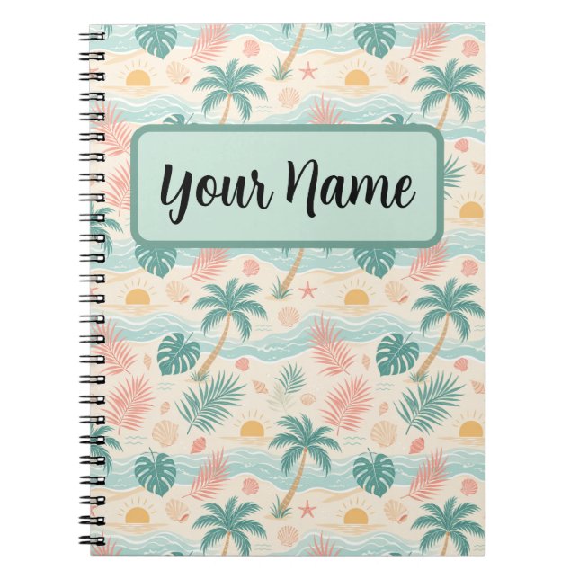 Personalized Tropical Beach Notebook (Front)