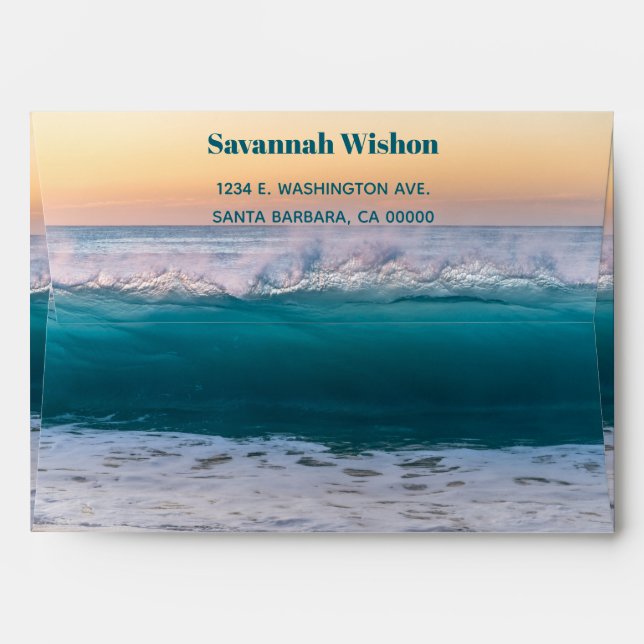 Personalized Tropical Beach Ocean Wave  Envelope (Back (Top Flap))