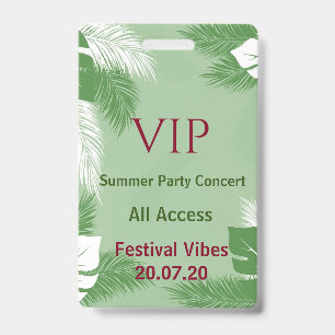 Personalized Tropical Beach Party VIP Access Badge