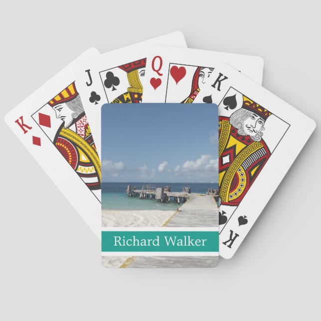 Personalized Tropical Beach Poker Cards (Back)