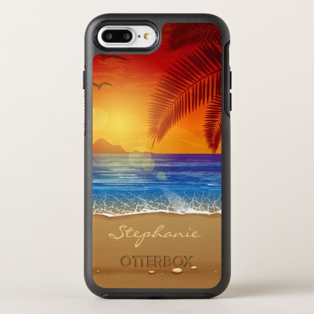 Personalized Tropical Beach Sunset | Phone Case (Back)