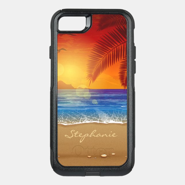 Personalized Tropical Beach Sunset | Phone Case (Back)