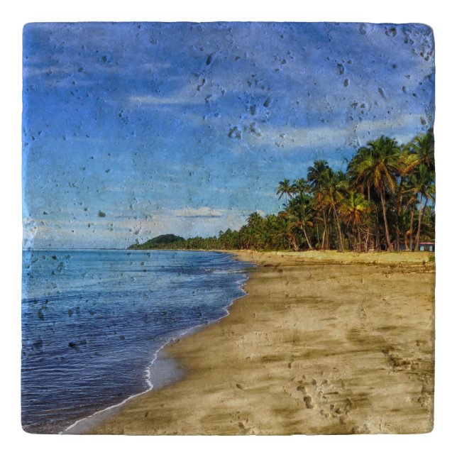Personalized Tropical Beach Trivet (Front)