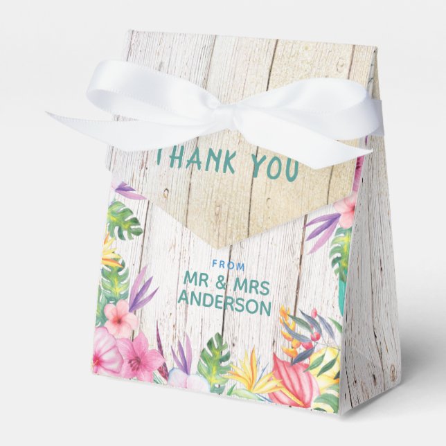 Personalized Tropical Beach Wedding Gift Favor Boxes (Front Side)