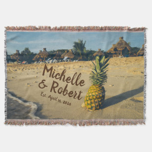 Personalized Tropical Beach Wedding Keepsake Throw Blanket