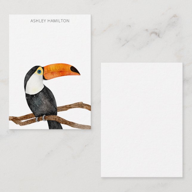 Personalized Tropical Bird Watercolor Note Card (Front/Back)