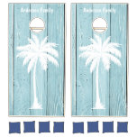 Personalized Tropical Blue Wood  Cornhole Set