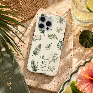 Personalized Tropical Botanical Monogram iPhone 15 Pro Max Case