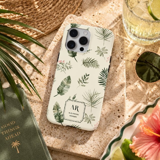 Personalized Tropical Botanical Monogram Case-Mate iPhone Case (Creator Uploaded)