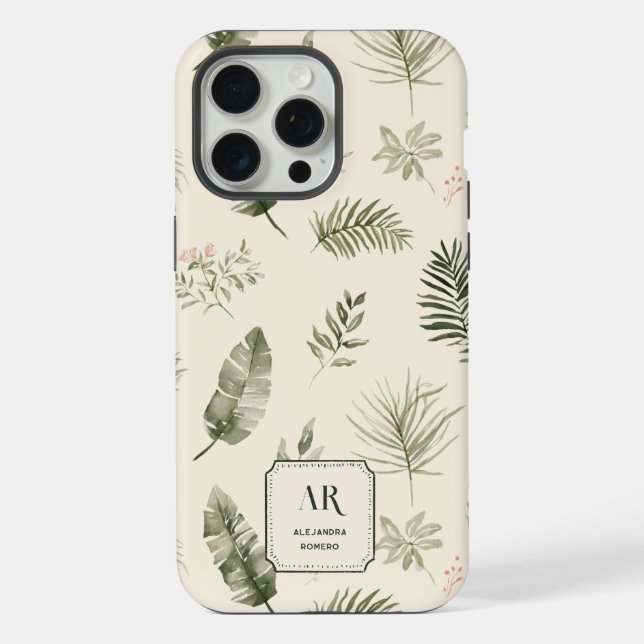 Personalized Tropical Botanical Monogram Iphone Case (Back)