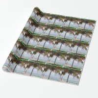 Tropical Christmas Fala Lets Roll Teal Convertible Wrapping Paper