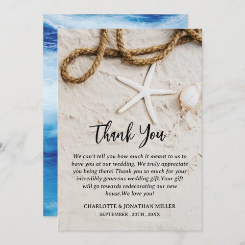 Personalized Tropical Coastal Beach Wedding Thank You Card