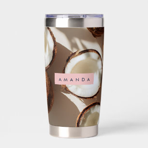 Personalized Tropical Coconut Aesthetic in Warm Insulated Tumbler