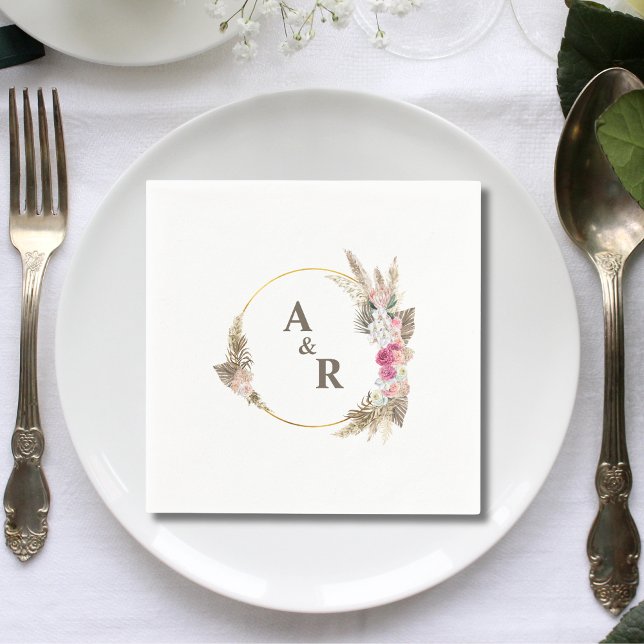 Personalized Tropical Couple Initials Wedding Napkins (Creator Uploaded)